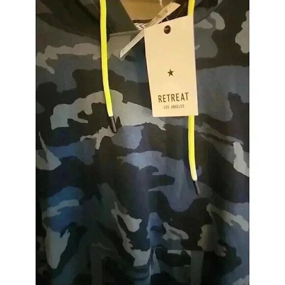 Retreat LA Hoodie Mens Small Varsity Blue Camo100% Cotton MSRPS $60 CR2 NWT Mint - Picture 3 of 5
